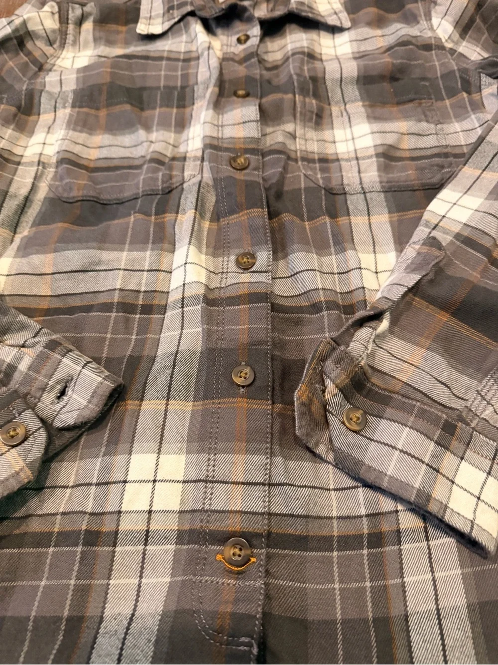 Carhartt Men's Plaid Button-Down Shirt in Brown, Gray & Cream
